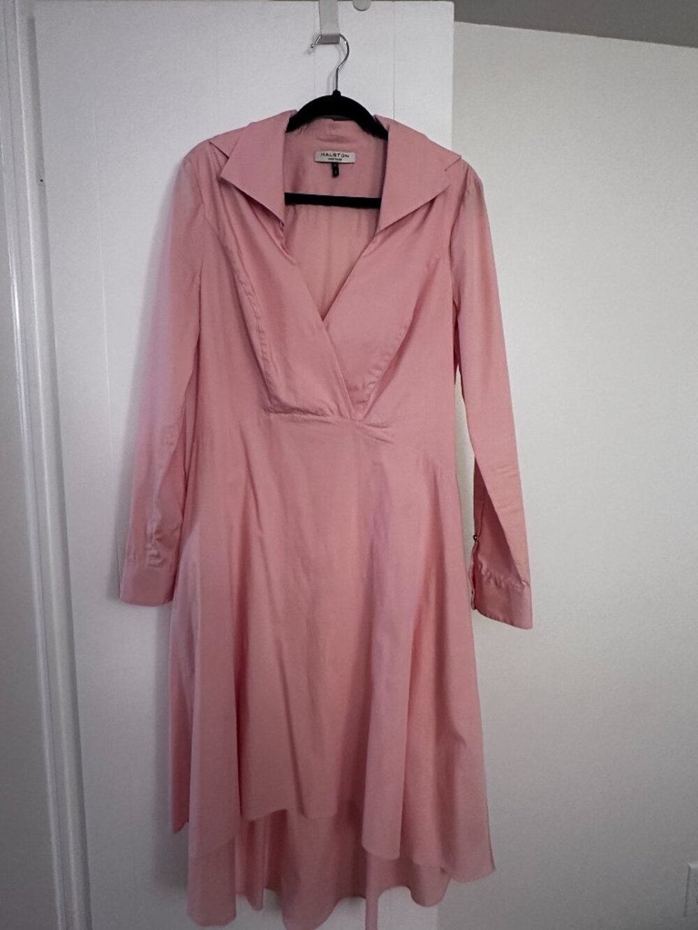 Halston Heritage size 10 blush-pink midi dress with a polished shirt-dress look